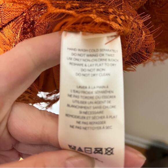 NWT FREE PEOPLE bohemian Pearl Lace Faux Wrap Spanish Chestnut Brown Sz Small - Picture 6 of 9